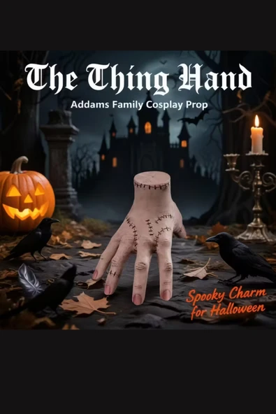 Gerçekçi Wednesday Addams "Thing" El Replikası – Hareketli Parmaklı Gotik Cosplay & Cadılar Bayramı Dekor Aksesuarı, Gerçek Boy - Resim 6