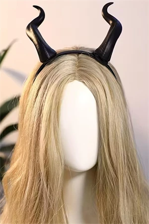 1 adet El Yapımı, Retro Punk Cadılar Bayramı Boynuz Başlık – Keçi Boynuzu Esintili Anime Pop Sanat Tasarım, Pluş Tüy Detaylı,-Siyah - Resim 4