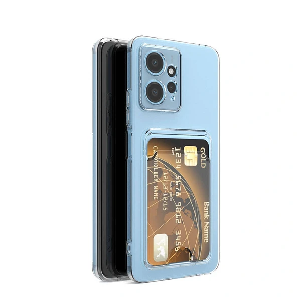 Xiaomi Redmi Note 12 5G Kılıf Kartlıklı Şeffaf Setra Clear Silikon Kapak - Resim 3