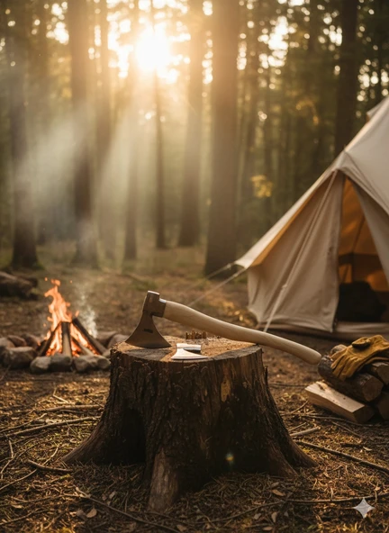 Profesyonel Odun Yarma Baltası / Kamp Baltası - Tam Dövme Çelik - Uzun Sap - Resim 6