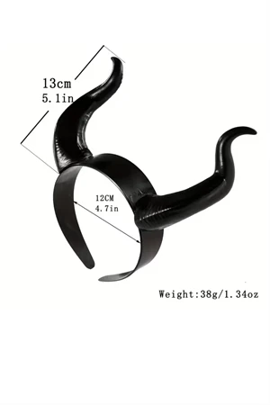 1 adet El Yapımı, Retro Punk Cadılar Bayramı Boynuz Başlık – Keçi Boynuzu Esintili Anime Pop Sanat Tasarım, Pluş Tüy Detaylı,-Siyah - Resim 2