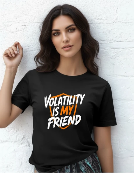 DEVISSO TRADERS Volatility is My Friend - Traders, Borsaci Kadın Siyah T-Shirt