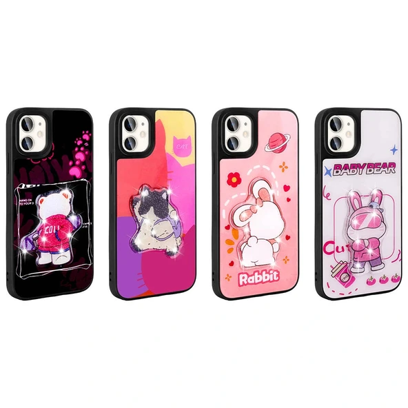 iPhone 11 Kılıf Parlayan Kabartmalı İkonik Figürlü Amas Silikon Kapak - Resim 2