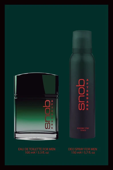 Snob Afterdark Edt + Deodorant Spray For Men Hediyeli Set 100 ml + 150 ml