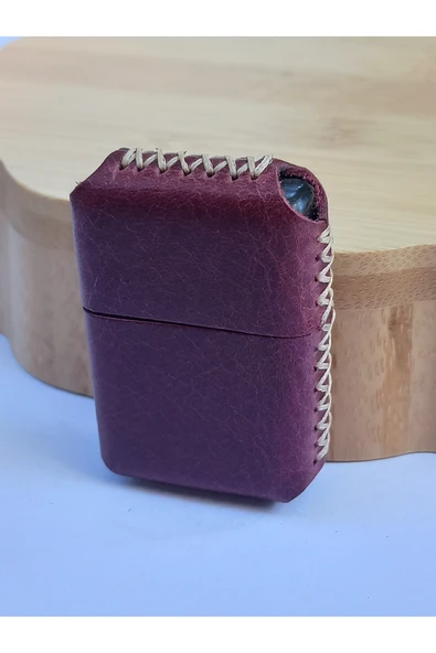 Monalisa Home Renkli Gerçek Deri Kılıflı Özel Tasarım Benzinli Çakmak