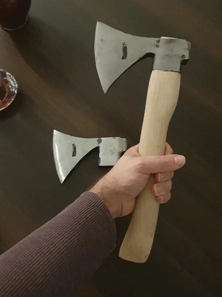 Kamp Baltası İkili Set – 37cm Survival ve 52cm Odun Yarma Baltası – Dövme Çelik Outdoor Seti - Resim 4