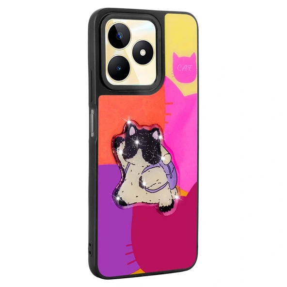 Realme C53 Kılıf Parlayan Kabartmalı İkonik Figürlü Amas Silikon Kapak - Resim 4