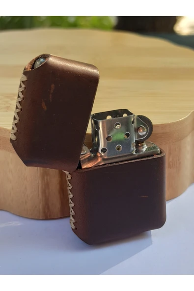 Monalisa Home Renkli Gerçek Deri Kılıflı Özel Tasarım Benzinli Çakmak