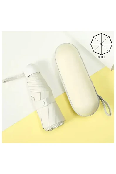 Monalisa Home  Krem Renk Katlanır Çanta İçi Lüks Şemsiye - Resim 2