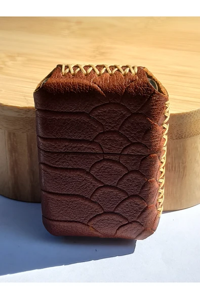 Monalisa Home Renkli Gerçek Deri Kılıflı Özel Tasarım Benzinli Çakmak