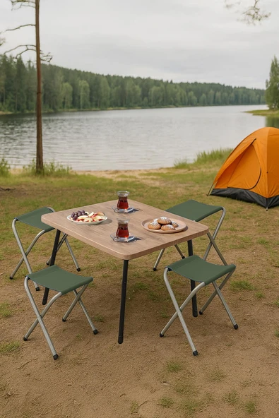 Exent 45X60 cm Kamp Sehpası, Piknik, bahçe balkon plaj sehpası Katlanır Sehpa-ATLANTİK-ÇAM - Resim 3