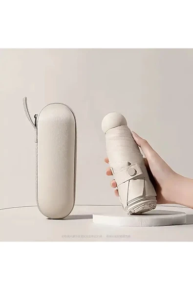 Monalisa Home  Krem Renk Katlanır Çanta İçi Lüks Şemsiye - Resim 3