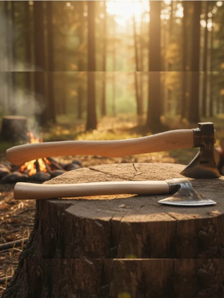 Kamp Baltası İkili Set – 37cm Survival ve 52cm Odun Yarma Baltası – Dövme Çelik Outdoor Seti - Resim 7