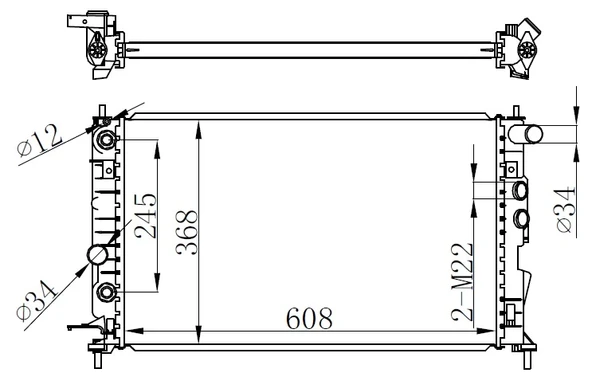 RADYATÖR VECTRA B AC KLİMASIZ MEK OTOM BRAZİNG 608X358X26 1300159 1300160 1300180 1300185 ürün görseli 1