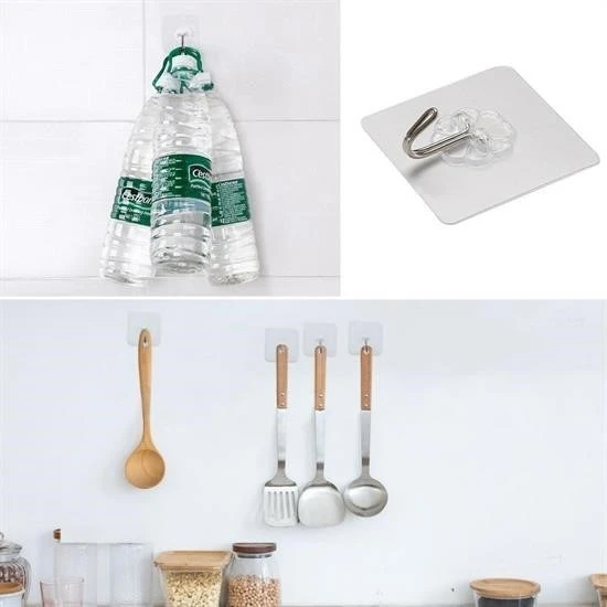 GV HOME® Süper Güçlü Yapışkanlı Suya Dayanıklı Şeffaf Askı 5li Set Yeniden Kullanılabilir Kancalar - 8