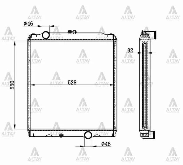 RADYATÖR SU CANTER 659 7.5 TON 32MM M-T BRAZING MC127008 ürün görseli
