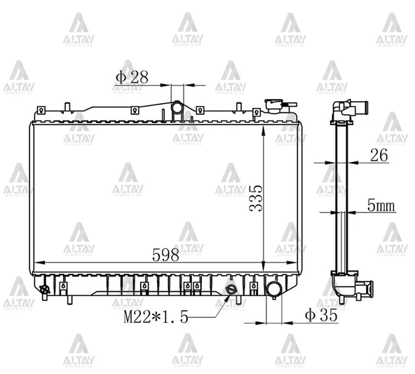 RADYATÖR SU EXCEL 1990-1994 26MM M-T BRAZING 25310 24002 ürün görseli