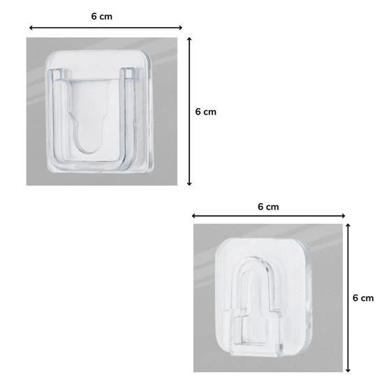 GV HOME® Eşya Sabitleme Askısı 10 Çift Şeffaf Çift Taraflı Yapışkanlı Geçmeli Klips - 5