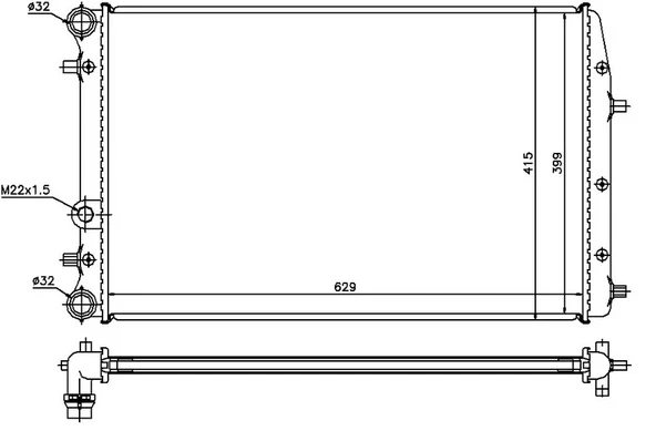 RADYATÖR POLO-IBIZA 4-FABIA-CORDOBA-1.2-1.4-1.6-1.4TDI-1.9TDI AC KLİMASIZ MEK OTOM 630X415X23 6Q0121253L 6Q0121253Q 6Q0121253R ürün görseli