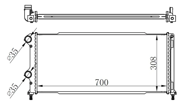 RADYATÖR BRAZİNG DOBLO 1.9 JTD-1.3MTJ MEK AC KLİMASIZ 700X305X38 -46807378 55174187 51779233 51861635 ürün görseli