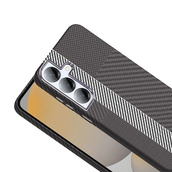 Samsung S25 Plus Kılıf M-safe Şarj Özellikli Karbon Fiber Görünümlü Gros Kapak - Resim 11