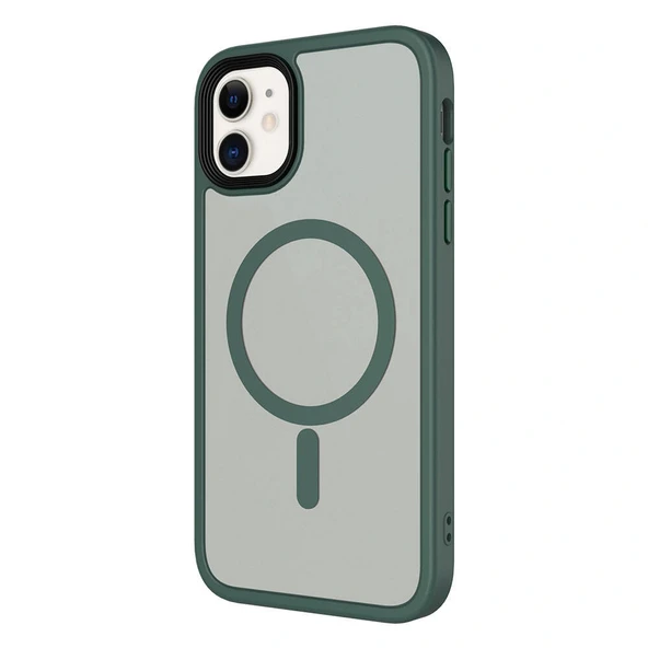 iPhone 11 Kılıf Mat Arka Yüzey Wireless Şarj Özellikli Flet M-safe Kapak - Resim 4