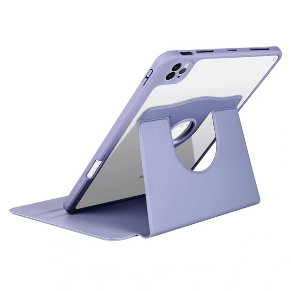 iPad Pro 11 2021 (3.Nesil) Kılıf Termik Kalem Bölmeli Dönebilen Standlı Kılıf - Resim 8