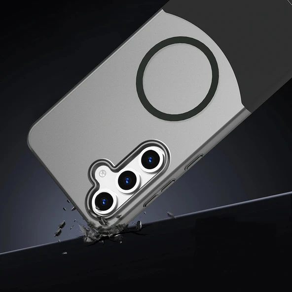 Samsung S24 FE Kılıf M-Safe Şarj Özellikli Mıknatıslı Duble Kapak - Resim 4