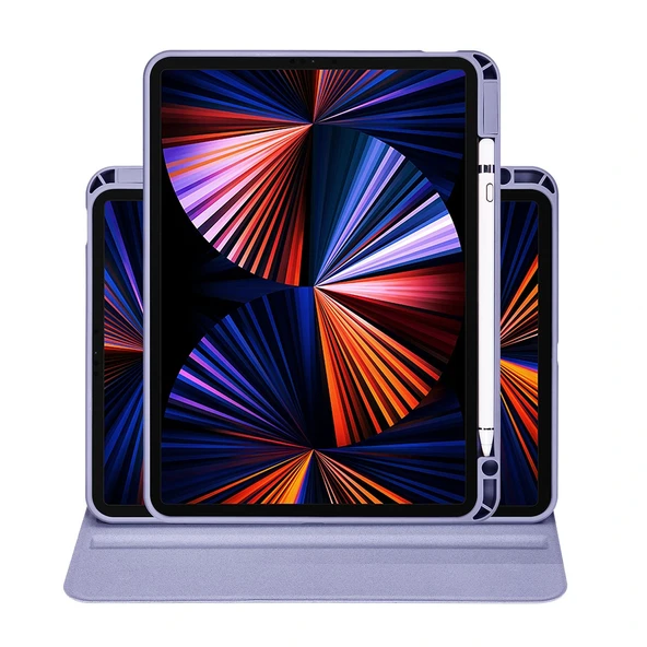 iPad Pro 11 2021 (3.Nesil) Kılıf Termik Kalem Bölmeli Dönebilen Standlı Kılıf - Resim 7