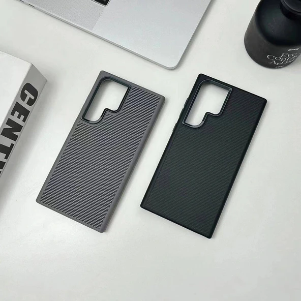 Samsung S24 Ultra Kılıf M-safe Şarj Özellikli Karbon Fiber Görünümlü Troy Kapak - Resim 3