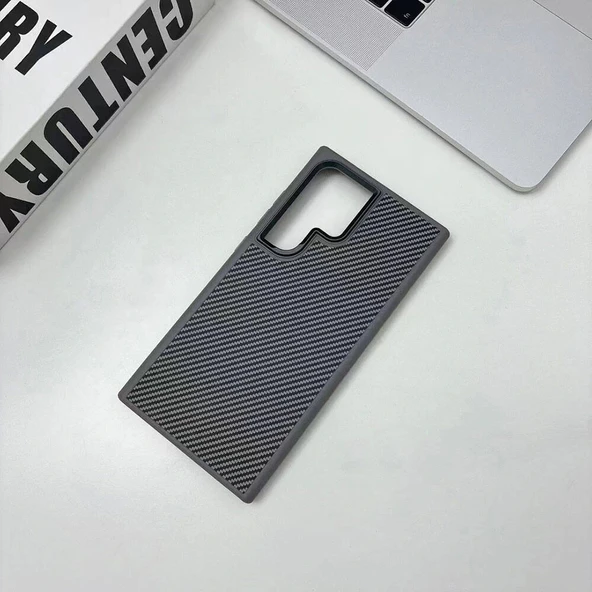 Samsung S24 Ultra Kılıf M-safe Şarj Özellikli Karbon Fiber Görünümlü Troy Kapak - Resim 9