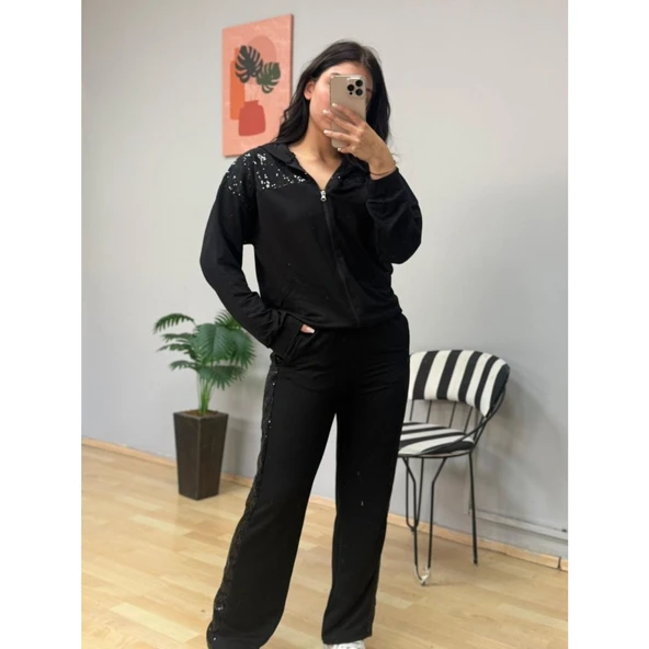 Lucky Life Kadın Iki Iplik Kumaş Pul Ve Fermuar Detaylı Ikili Takım - 2