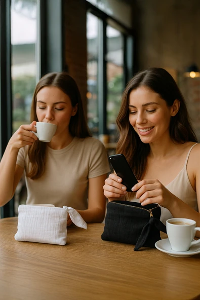 Müslin Dolgulu Doğal Makyaj Çantası – Kozmetik Organizeri 20x15 cm - ZTMCANTA  siyah - 5