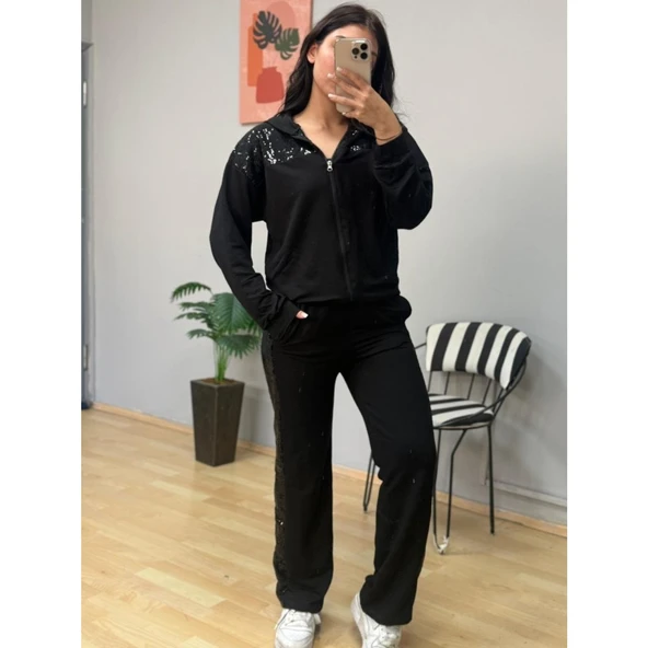 Lucky Life Kadın Iki Iplik Kumaş Pul Ve Fermuar Detaylı Ikili Takım - 4