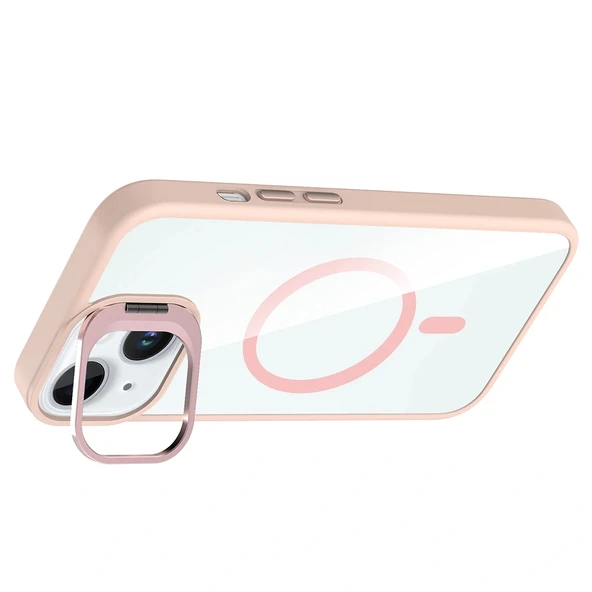 iPhone 15 Kılıf Standlı ve Kamera Lens Hediyeli M-Safe Şarj Özellikli Etro Kapak - Resim 7