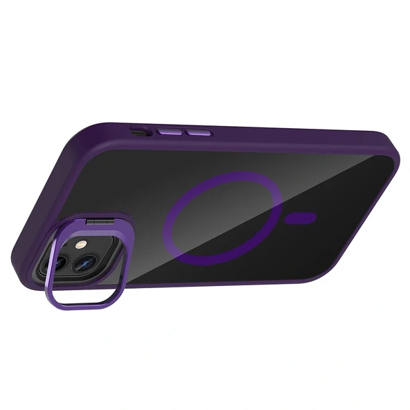 iPhone 11 Kılıf Standlı ve Kamera Lens Hediyeli M-Safe Şarj Özellikli Etro Kapak - Resim 3