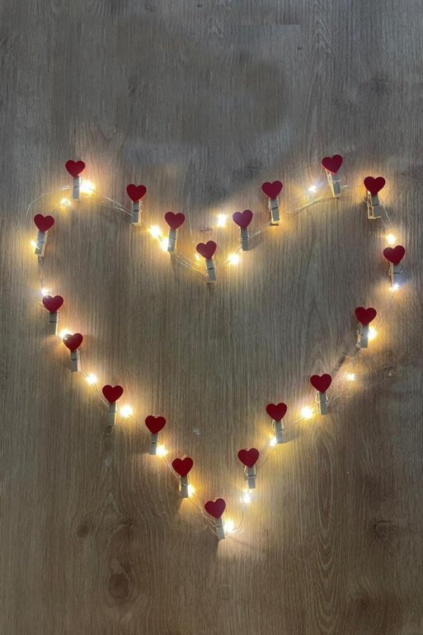 Beysüs Sevgililer Günü Işıklı Kalpli Mandal 20 li