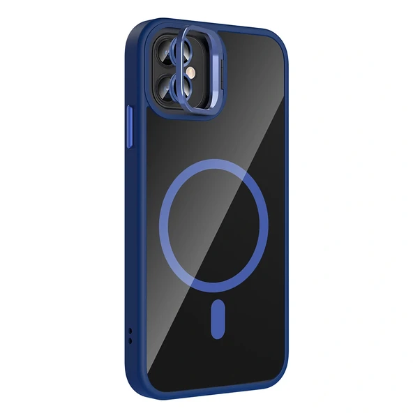 iPhone 11 Kılıf Standlı ve Kamera Lens Hediyeli M-Safe Şarj Özellikli Etro Kapak - Resim 8