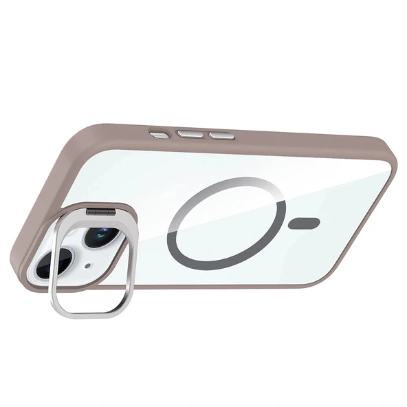 iPhone 15 Kılıf Standlı ve Kamera Lens Hediyeli M-Safe Şarj Özellikli Etro Kapak - Resim 9