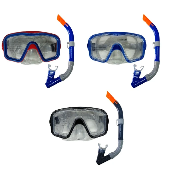 Maske Şnorkel Safari Dalış Seti Tepered Cam - 2186A/113CSB - 2