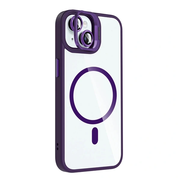 iPhone 15 Kılıf Standlı ve Kamera Lens Hediyeli M-Safe Şarj Özellikli Etro Kapak - Resim 2