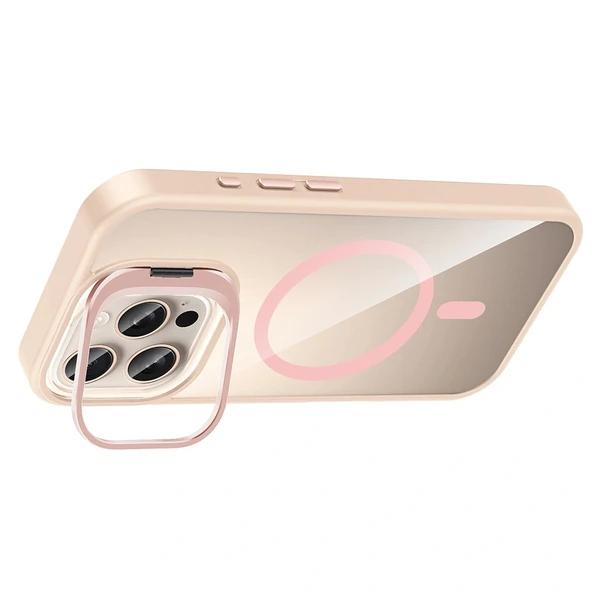 iPhone 16 Pro Max Kılıf Standlı ve Kamera Lens Hediyeli M-Safe Şarj Özellikli Etro Kapak - Resim 5