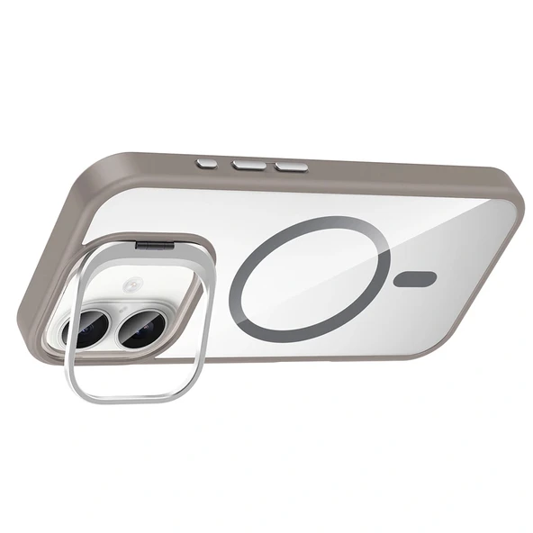 iPhone 16 Plus Kılıf Standlı ve Kamera Lens Hediyeli M-Safe Şarj Özellikli Etro Kapak - Resim 3