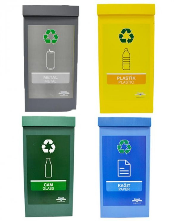 4lü Geri Dönüşüm Kutusu - Sıfır Atık Kutusu