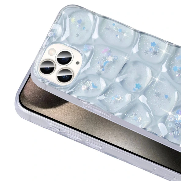 iPhone 15 Pro Kılıf Simli 3D Desenli Hacar Kapak - Resim 8