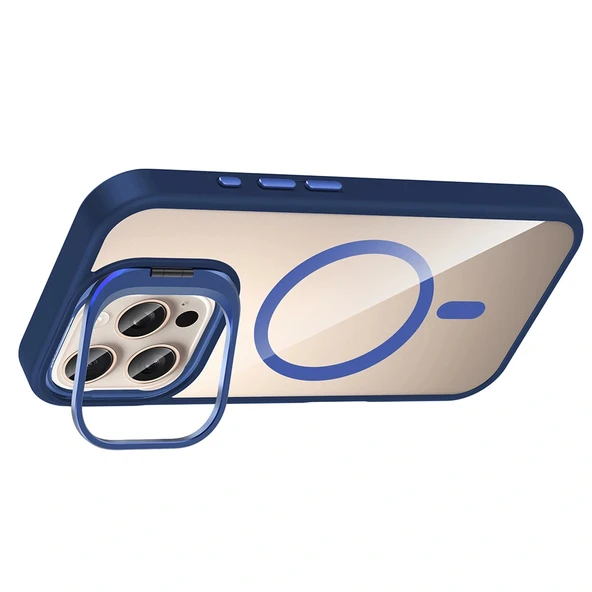 iPhone 16 Pro Max Kılıf Standlı ve Kamera Lens Hediyeli M-Safe Şarj Özellikli Etro Kapak - Resim 9