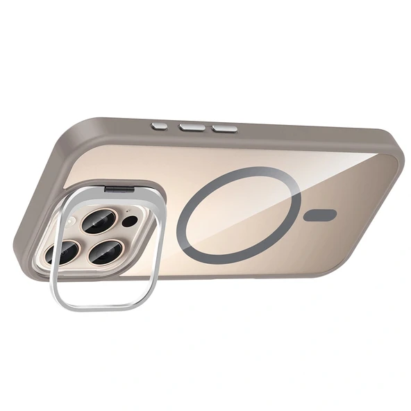 iPhone 16 Pro Max Kılıf Standlı ve Kamera Lens Hediyeli M-Safe Şarj Özellikli Etro Kapak - Resim 11