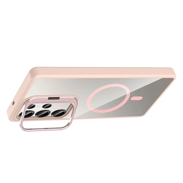 Samsung S25 Ultra Kılıf Standlı ve Kamera Lens Hediyeli M-Safe Şarj Özellikli Etro Kapak - Resim 7