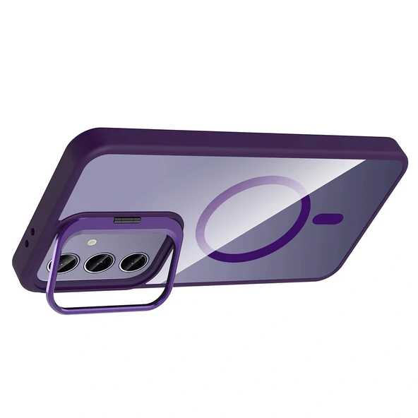 Samsung S25 Plus Kılıf Standlı ve Kamera Lens Hediyeli M-Safe Şarj Özellikli Etro Kapak - Resim 3