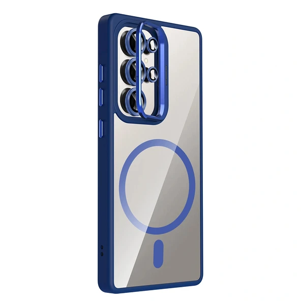 Samsung S25 Ultra Kılıf Standlı ve Kamera Lens Hediyeli M-Safe Şarj Özellikli Etro Kapak - Resim 4